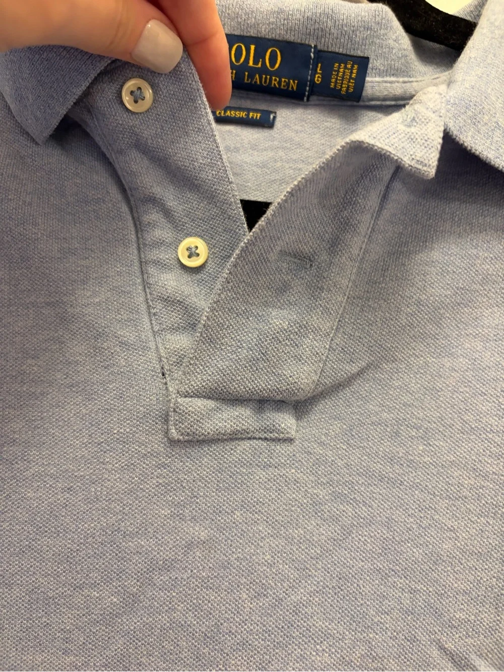 Polo Ralph Lauren Classic Fit Polo Shirt Men's Large Heather Blue 100% Cotton